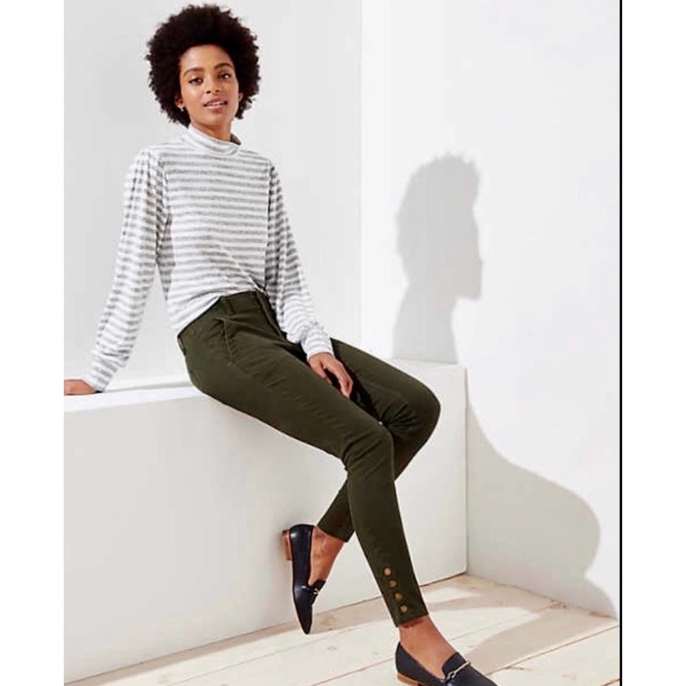 LOFT Olive/Army Green Skinny Snap Cuff Marissa Fit Pants